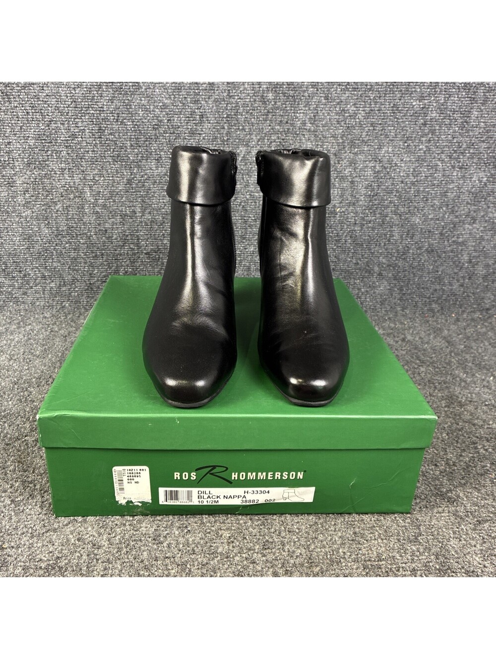 Ros Hommerson Womens Size 10 1/2M Dill Black Nappa 3" Leather Ankle Boots NIB